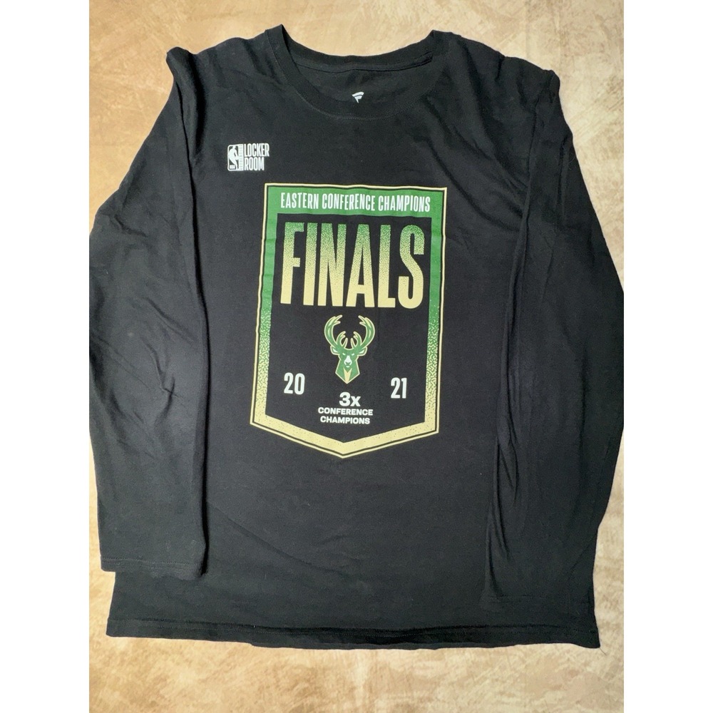 Fanatics Milwaukee Bucks NBA Finals 2021 Champs Black Long sleeve Tshirt Large